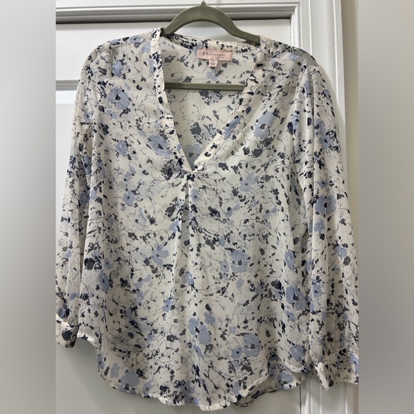 Philosophy Blue Floral Blouse - Picture 1 of 3